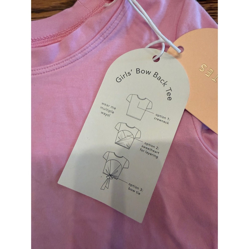 Blogilates Bow Back Tee Girls XS 4/5 Light Pink Multi-Way Activewear Top - Picture 4 of 4